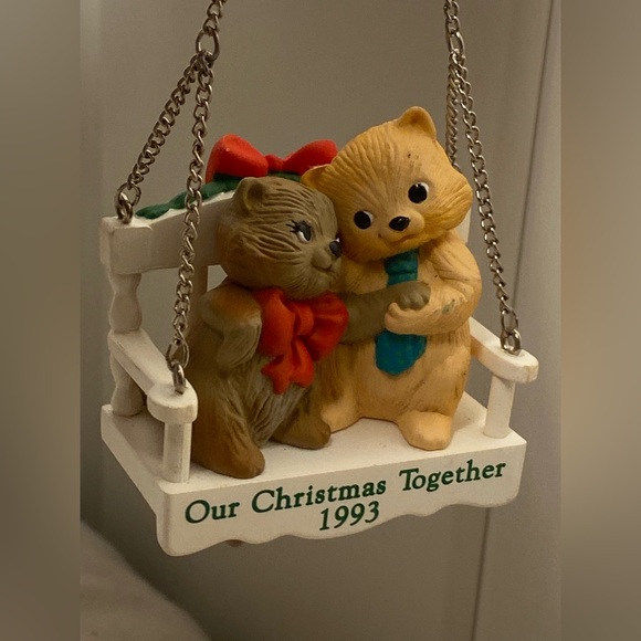 KEEPSAKE the Label Other - Vintage cat ornament Hallmark Our Christmas Together 1993 cat couple on a Swing